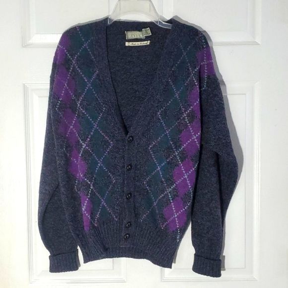 Vintage Shetland Wool Cardigan Sweater Christopher Hayes Medium - Picture 1 of 16